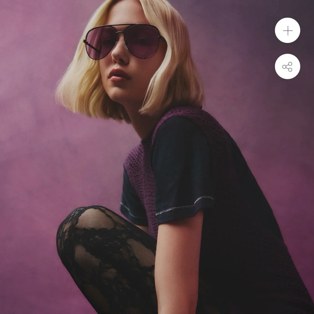 QUAY HIGH KEY EXTRA LARGE BLACK/AMETHYST AVIATORS Sunglasses - Picture 2 of 7